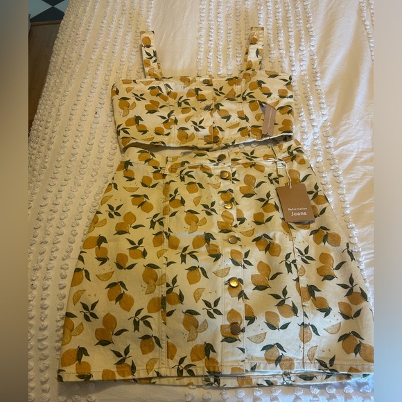 Reformation Other - Never worn - Reformation Chrissy Denim Two Piece Set in Limoncello in a Size 10